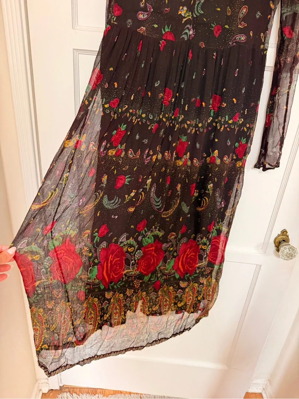 Late 1960s Vintage Miss Selfridge Indian paisley floral Maxi dress Size Medium - Picture 7 of 17